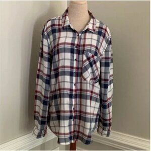 Garage Boyfriend fit Plaid Long sleeve Shirt Large